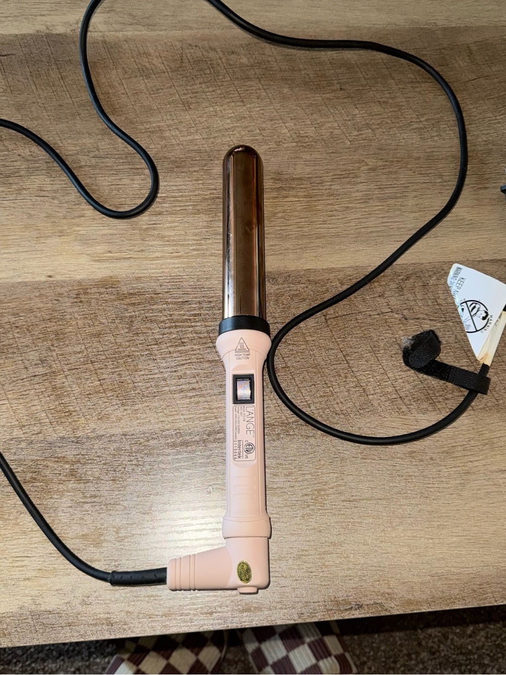 Lange Pink Ceramic Curling Wand with Metallic Barrel